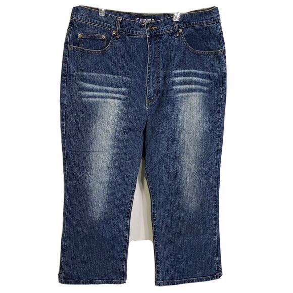 Hi Jeans Jean Power Women's Denim Capris Waist 32 In High Rise Blue Dark Wash - Picture 1 of 5